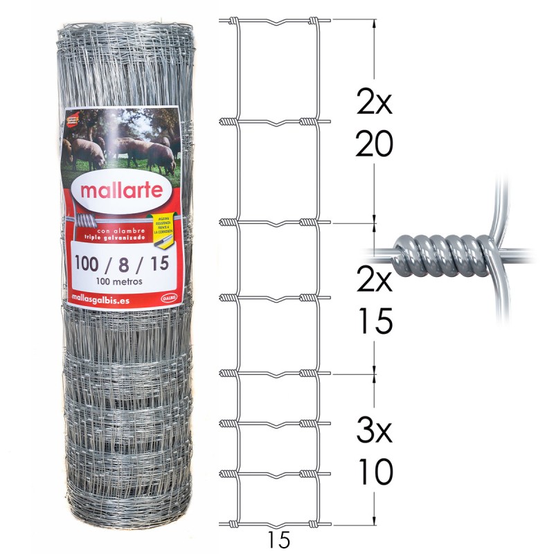 Malla Anudada Mallarte Galvanized Reinforced 3 ZN