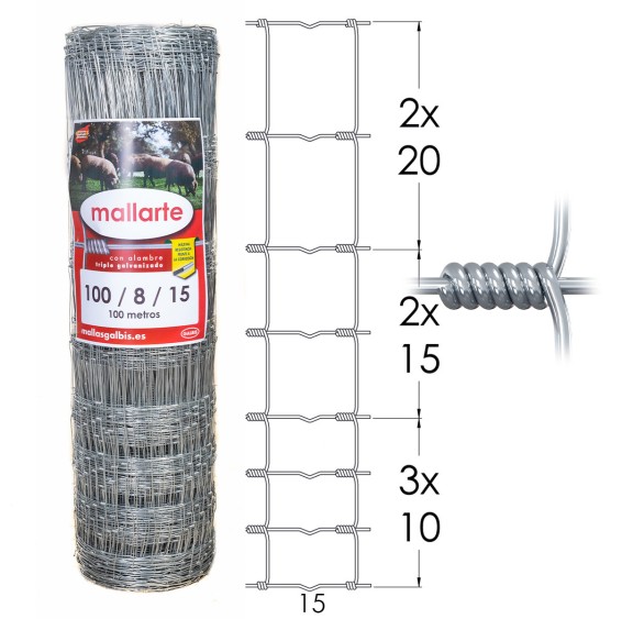 Malla Anudada Mallarte Galvanized Reinforced 3 ZN