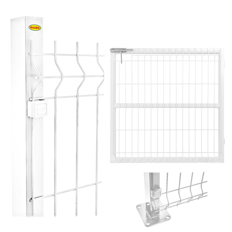 Kit Vallado Mallazo Plegado Altura 1m com base de placa para piscina 10x6m Branco lacado