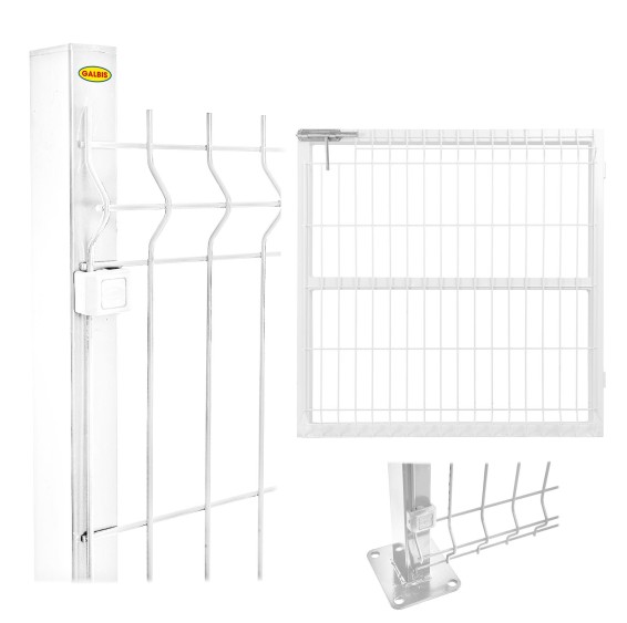 Kit Vallado Mallazo Plegado Hauteur 1m avec plaque de base pour piscine 10x6m Blanc laqué