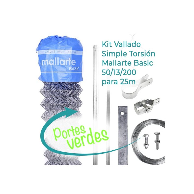 Kit Vallado Simple Torsión Mallarte Basic 50/13/200 para 25m